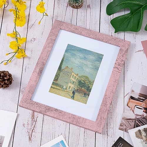 Muzilife Rustic Pink 8x10 Picture Frame with Mat, Real Glass Cover, 2 Pack