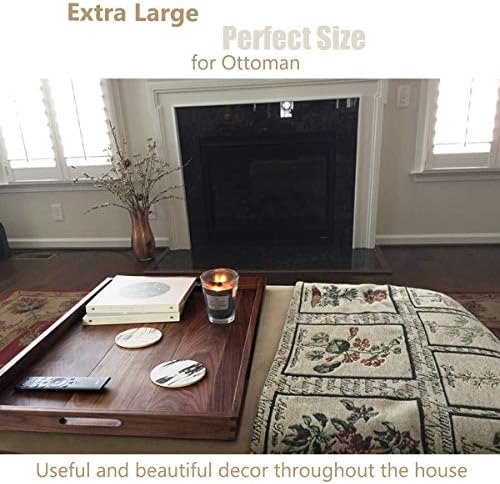 28"x 18" Extra Large Rectangle Black Walnut Wood Ottoman Tray
