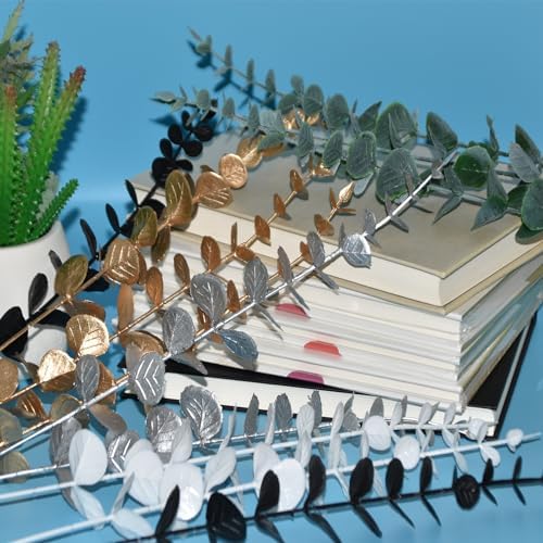 36 Pcs Silver Artificial Eucalyptus Stems 15''Fake Eucalyptus Leaves Decor Faux Branches for Wedding Bouquet Centerpiece Vase Flower Arrangement Home Decoration