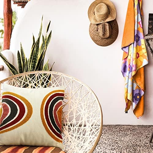 Merrycolor Boho Abstract Throw Pillow Covers 18x18 Tufted Sun Pillow Covers Colorful Mid Century Modern Pillow Covers Boho Pillows Decorative Throw Pillow Case for Bed Couch Living Room,1PC