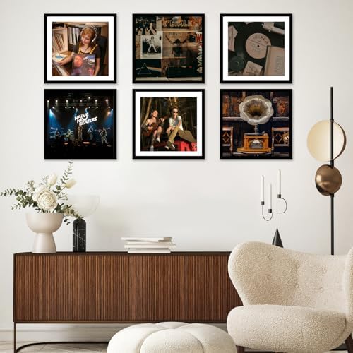 JCJMY 6 Pack 12.5x12.5 Record Frame with 10x10 Mat for Vinyl Record Album Cover Poster, Display Picture 10x10 with Mat or 12.5 x 12.5 Without Mat, Wall Hanging Vinyl Frames, 6 Pack, Black