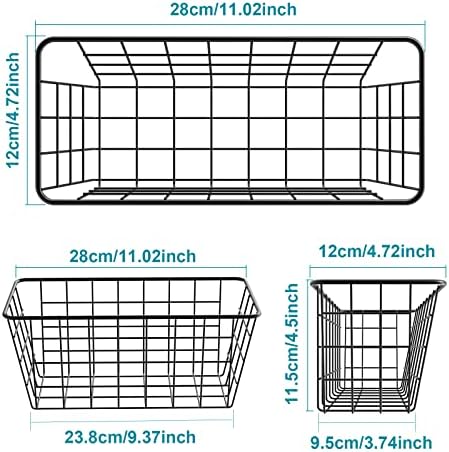 MaraFansie Over the Cabinet Door Organizer Wall Wire Baskets Hanging Kitchen Basket Shelf for Cabinet & Pantry Organization and Kitchen, Bathroom, Bedroom Storage, with Adhesive, 4 Pack