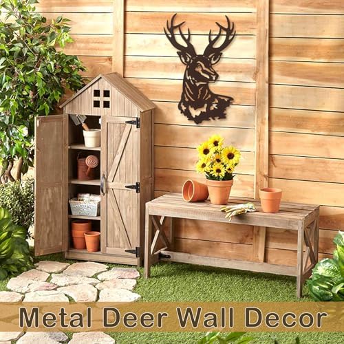 Metal Deer Wall Art,Rustic Deer Head Wall Decor Sculptures for Living Room