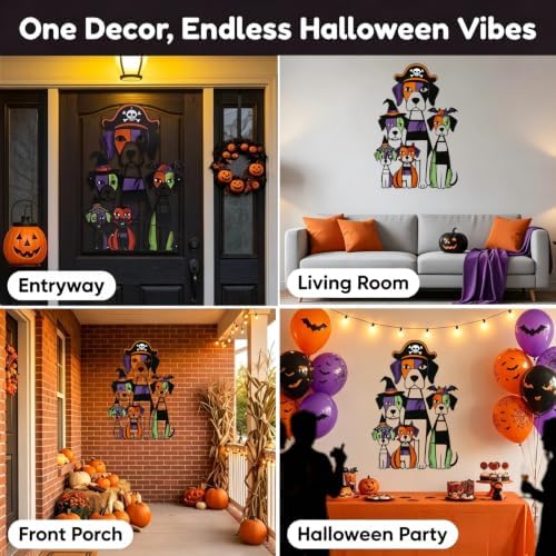 WQLLWFC Halloween Dog Metal Art Wall Decor,Fall Decorations for Home | Farmhouse Halloween Indoor Outdoor Wall Hanging Sign for Front Porch Living Room Bedroom Autumn Home Decor, Dog Lover Gift