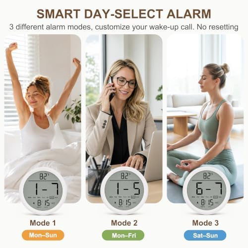 8" Round Digital Wall Clock Battery-Operated, Large Display Clock