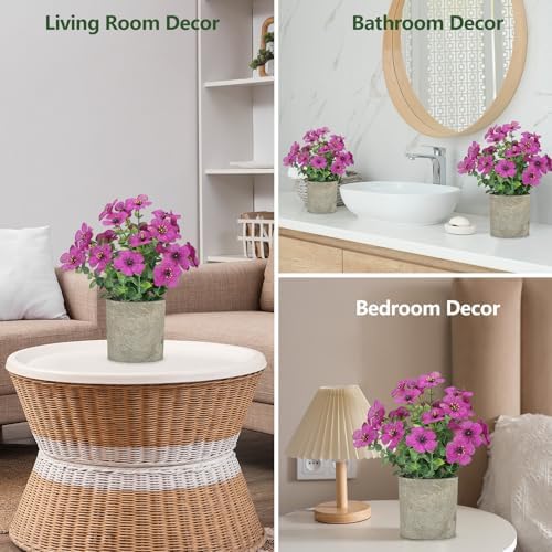 2 Pack Small Fake Plants Potted Artificial Plants Artificial Flowers Potted