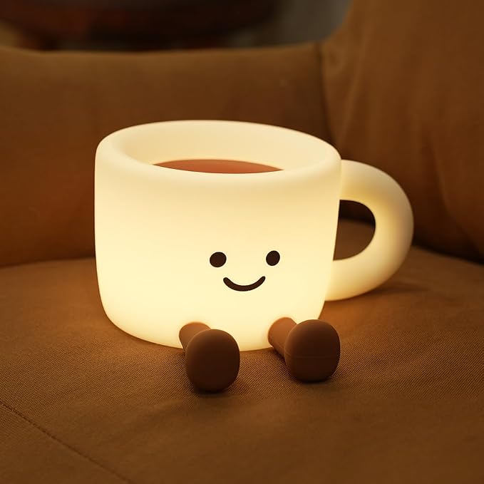 Coffee Cup Night Light,7 Colors Dimmable Bedside Lamp