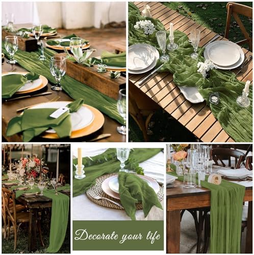 20 Pack Cheesecloth Table Runner 17 x 108 Inch, Olive Green