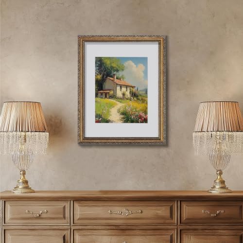 eletecpro 11x14 Vintage Picture Frame, Glass Cover, Bronze Gold, 2-Pack