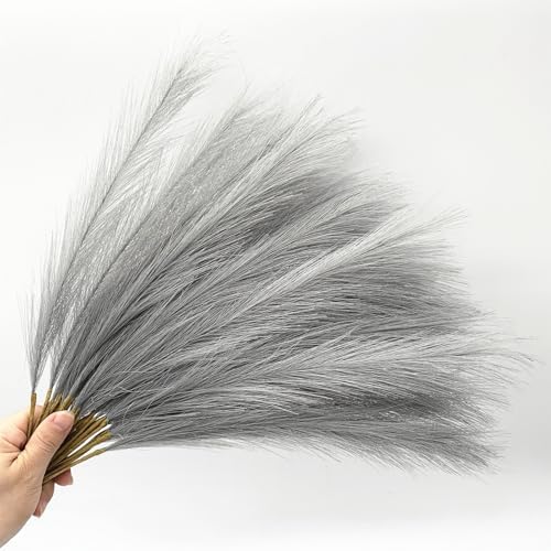 CATTREE Artificial Pampas Grass Stems, Light Gray, 18 Inch, 30 Pcs