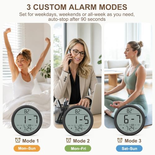 8" Round Digital Wall Clock Battery-Operated, Large Display Clock