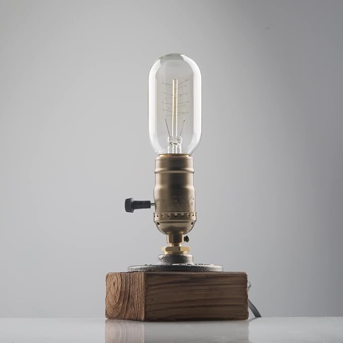 Vintage Table Lamp, Industrial Dimmable Nightlight Steampunk Desk Lamp with E26 Lamp Holder for Bedroom Living Room Home Art Display Cafe Bar Studio Antique Decor(Without Bulb)