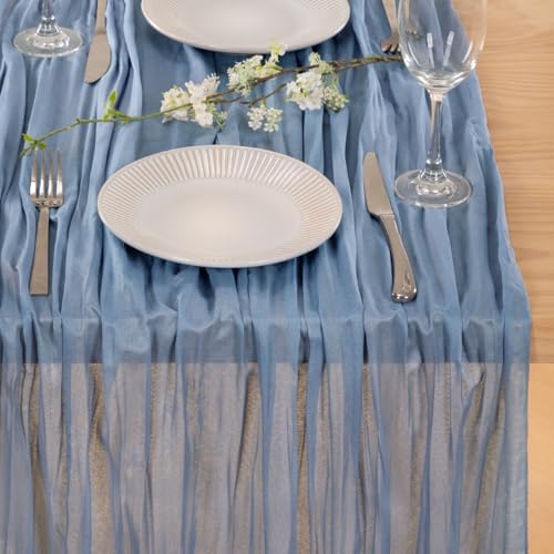 8 Pack Dusty Blue Cheesecloth Table Runner 10ft Boho Gauze Centerpiece