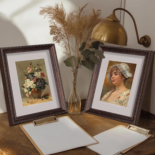 eletecpro 8x10 Vintage Picture Frame, Glass Cover, Brown, 2-Pack