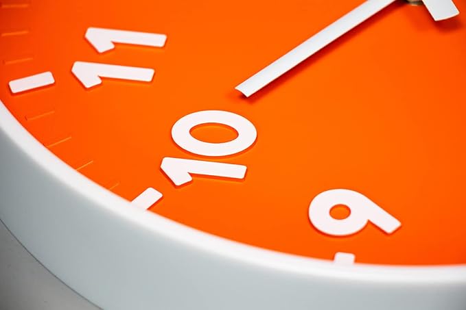 JENLYSTIME 12 Inch 3D Number Modern Indoor/Outdoor Wall Clock,Round Bright Colorful Dial,Non Ticking Silent Quartz Battery Operated, Easy to Read Simple Style Decor Clock for Bedroom,Kitchen(Orange)