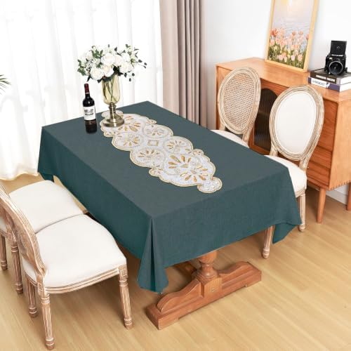 Beaded Runner 36 inch - 13x36 Inch Handmade Glass Bead & Polyester Décor Elegant Dining & Coffee Table Accent -Perfect for Weddings Holidays Farmhouse & Home (Gold Silver) - ALPHA Living HOME