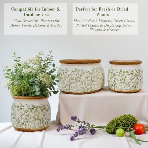 Vintage Ceramic Flower Pot, 6.5in, with Drainage & Filter
