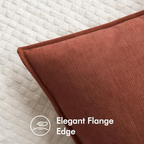 MIULEE Pack of 2 Fall Rust Euro Shams Chenille Pillow Covers 22x22 Inch
