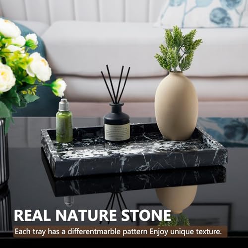 Real Natural Marble Tray for Bathroom, Vanity, Kitchen Counter & Desktop