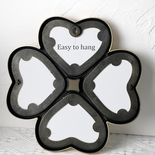 Small Decoritive Heart Wall Mirrors Set of 3, Decorative Four-Leaf Clover Mirror (Gold)