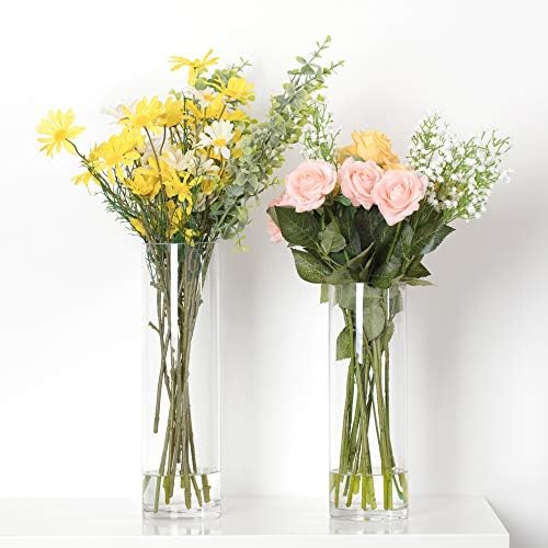 WGV Cylinder Vase Bulk, Diameter 5", Height 12", Clear Glass Floral Planter Container, Tall Centerpiece Arrangement for Wedding Party Event Home Office Decor, 12 Pieces