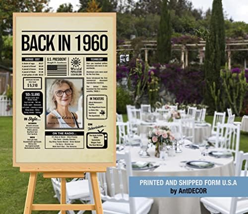 Personalized 65 year old birthday gifts - Back in 1960 Poster - Centerpiece Table Decorations 65th Birthday Party - Custom Born in 1960 Newspaper Vintage Poster for Men, Women