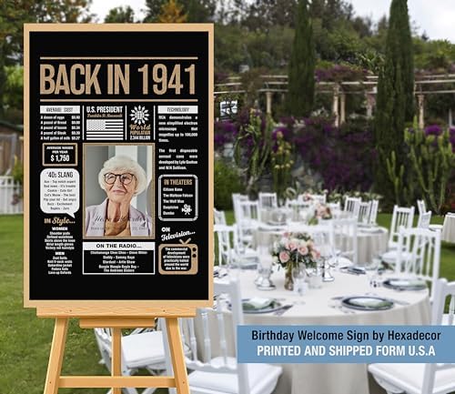 Personalized 84th Birthday Party Decorations Men, Women, Him, Her - Custom Gifts Idea For 84 Years Old, Back In The Year You Born Newspaper For 84th Birthday Poster No Frame Black Gold