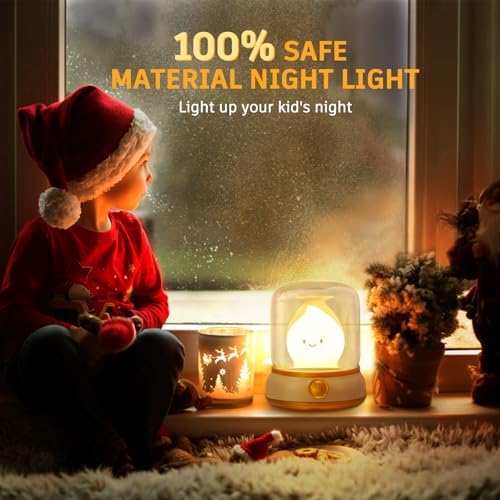 VoMii Ghost Campfire Desk Lamp Cute, Small Bedside Table Lamp Dimmable, 2 Modes Warm Night Light with Timer, Cordless Rechargeable Battery Night Light for Kids Teens, Vintage Ambient Light