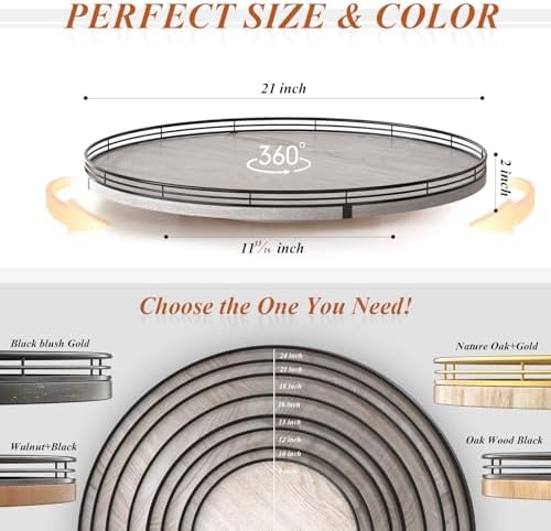 AMH 21-Inch Whitewashed Farmhouse Wooden Lazy Susan Organizer