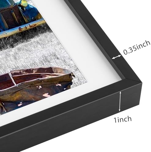 Golden State Art 11x14 Black Aluminum Frame, Real Glass, Mat Fits 8x10