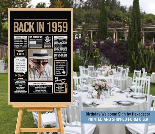 Hexadecor Personalized 66th Birthday Party Decorations Men, Women, Him, Her - Custom Gifts Idea For 66 Years Old, Back In The Year You Born Newspaper For 66th Birthday Poster No Frame Black Gold