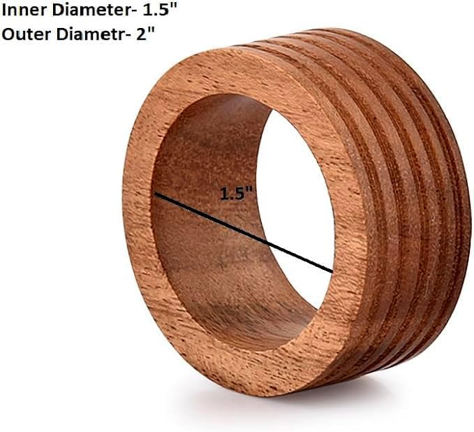NIRMAN Napkin Ring Acacia Wood Set of 12, Wooden Napkin Rings Artisan Crafted in India, Tabletop Decor