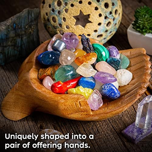 Wooden Hands Bowl, Crystal Display, Rock Display, Natural, Medium