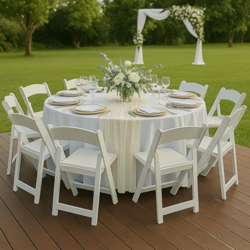 10FT Beige Cheesecloth Table Runner 120 Inch Rustic Boho Gauze Cheese Cloth Table Runner for Wedding Baby Shower Bridal Shower Birthday Party Home Decorations