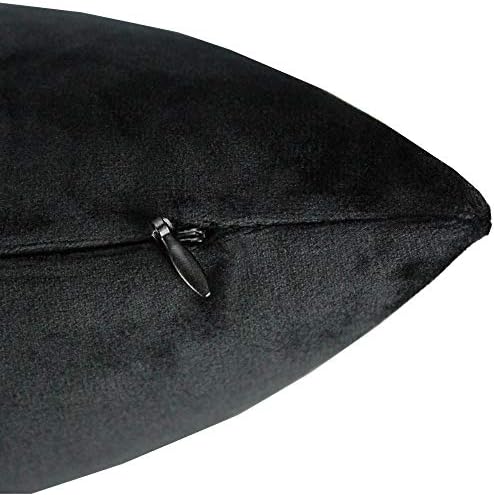 VAKADO Black Couch Pillow Covers Velvet Throw Pillows 18X18 Decorative Cushion Covers Soft Solid Cozy Square Pillowcases Home Decor for Sofa Bedroom Car Set of 2