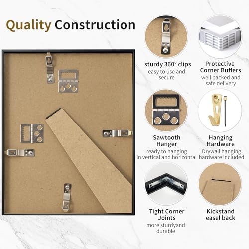 6x9 Metal Picture Frame - High-End Aluminum Frame for Art, Simple and Elegant 6 by 9 Poster Photo Frame for Wall Gallery, Mount Horizontally or Vertically, Black, 1 Pack