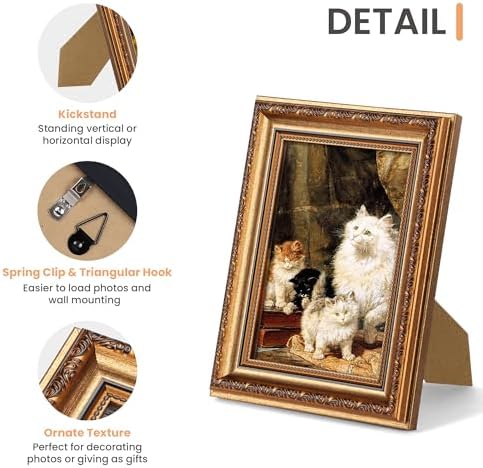 upsimples Vintage 5x7 Picture Frame, Antique Bronze and Black Frames 2 Pack