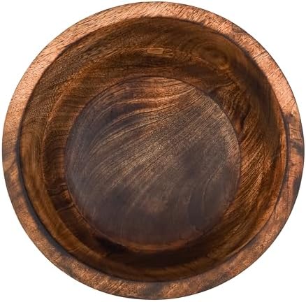Natural Wooden Tray, Serving Bowl for Salad, Veggies and Fruits, Large Deep Tray for Family, Party (Ring Bowl)