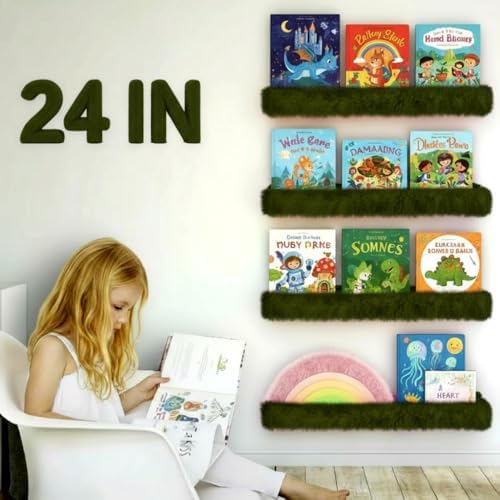 1PC Plush Bookshelf for Kids, Soft Hanging Wall Book Display Shelf