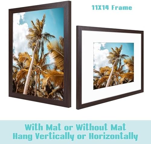 Frametory 12 Pack 11x14 Brown Picture Frame with Real Glass Mat for 8x10