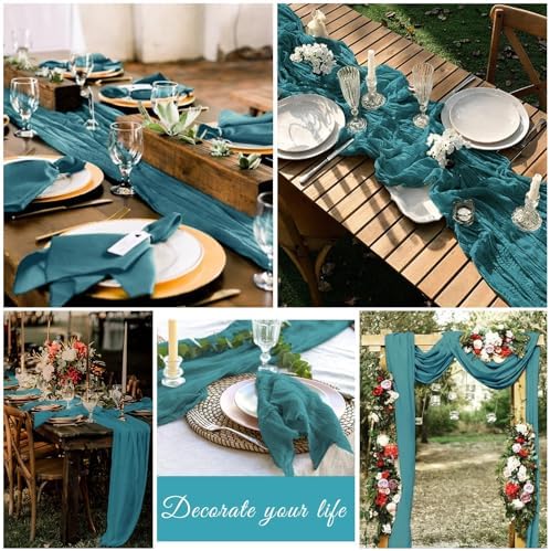 20 Pack Cheesecloth Table Runner 17 x 108 Inch, Teal