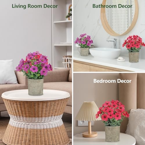 2 Pack Small Fake Plants Potted Artificial Plants Artificial Flowers Potted