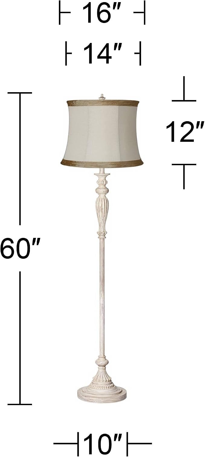 360 Lighting Vintage Chic 60" Tall Pleated and Antique White Floor Lamp
