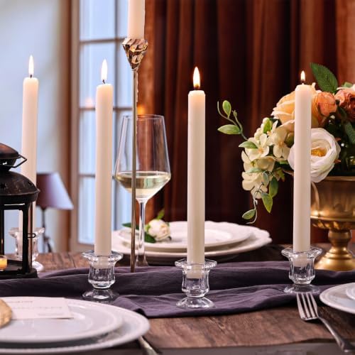 Lanttu 12 Pcs Clear Candlestick Holders Bulk Glass Candle Holders Set Clear