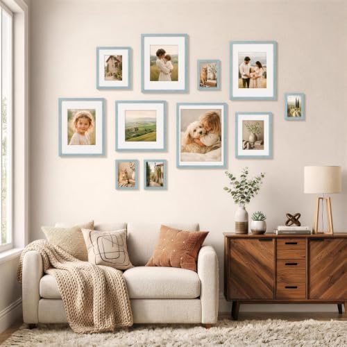 Vittanly 8.5x11 Picture Frames Set of 5, Certificate Frame, Rustic Blue