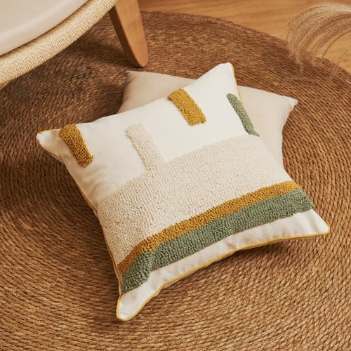 lifein 18x18 Pillow Covers-Throw Pillow Cover Tufted Boho Jacquard Pillow Covers Farmhouse Decorative Pillow Cover Pillow Cases for Gift Couch Sofa Bed Chair Living Room Home Decor