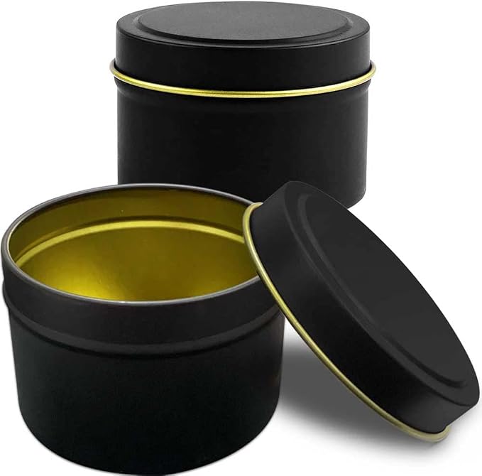 24 Pack 8 oz Candle Tins with Lids, Bulk Black Metal Jars for Candle Making