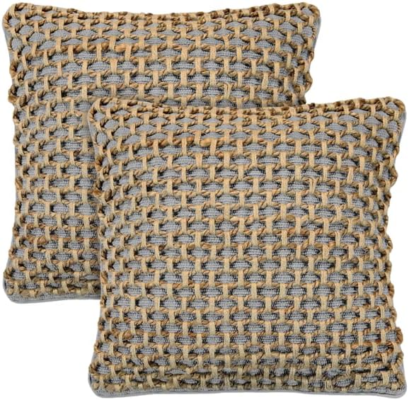 Boho Living 18x18 Grey Throw Pillow Covers only Pillow Insert not Included - Boho Pillow Covers Only, Pack of 2