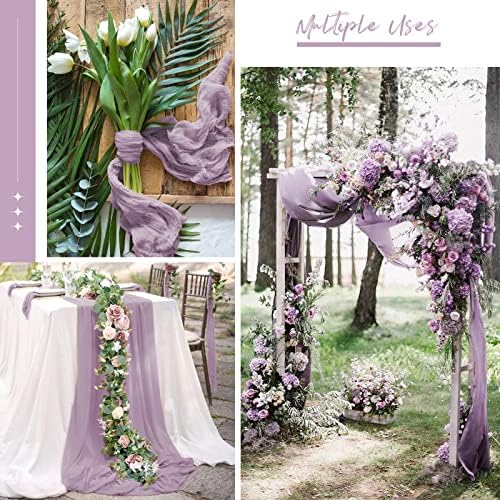 10 Pack Purple Cheesecloth Table Runner, Extra Wide 35x120 Inch