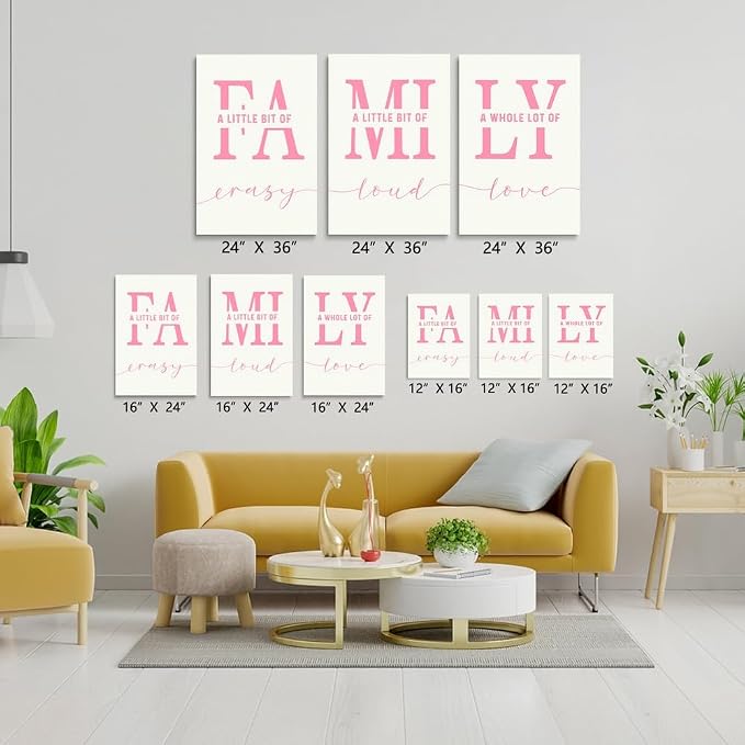 GUBIYU Home Wall Decor, Pink Love Framed Canvas Farmhouse Signs with Sayings 'A Whole Lot Of Love' Inspirational Wall Sign for Living Room, Bedroom, Kitchen, Dining Room 20" x 28"